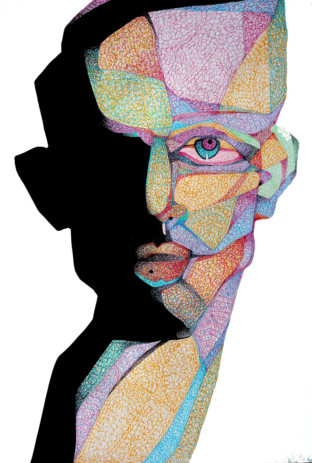 Me, acrylic and pen on canvas, 2023, by Kaami