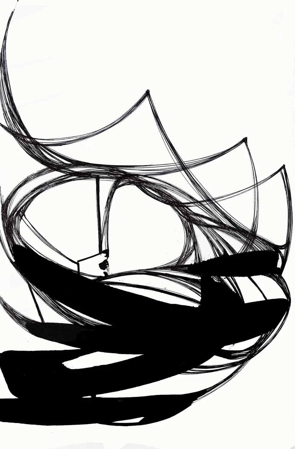 Waves, acrylic and pen on paper, 2024, by Kaami